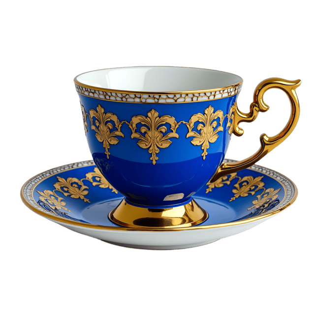 Free transparent PNG: Royal Blue and Gold Tea Cup  Elegant Clipart, free downloadable png