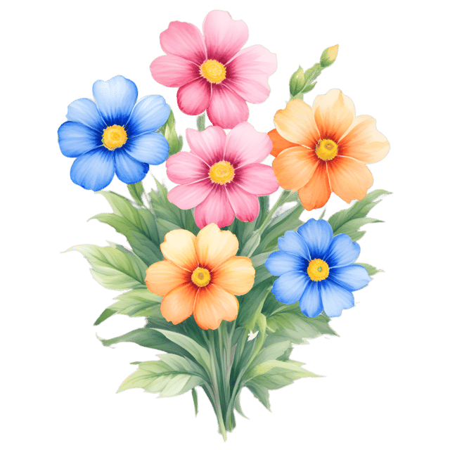 Free transparent PNG: Vibrant Flowers PNG with Soft Afternoon Glow for Decorative and Creative Use