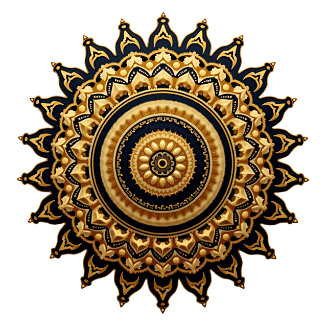 Free transparent PNG: Traditional Symmetrical Mandala with Gold Leaf Accents