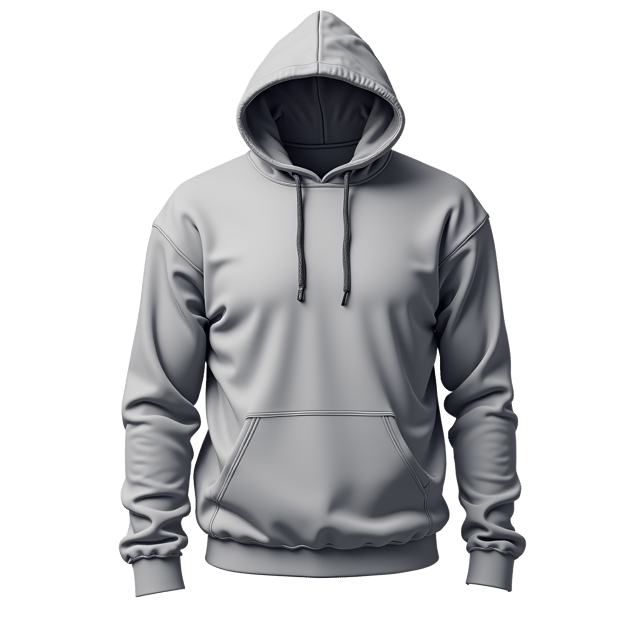 Free transparent PNG: Gray Sweatshirt with Drawstring Hood and Kangaroo Pocket - Realistic Illustration