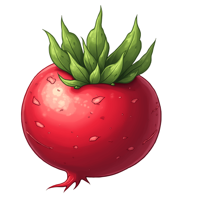 Free transparent PNG: Round Red Radish with Crunchy Texture and Spicy Flavor Clipart Illustration on Transparent Background