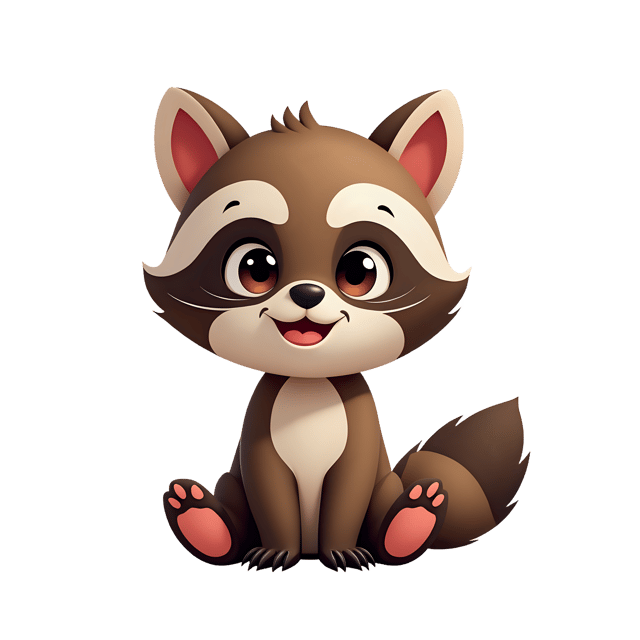 Free transparent PNG: Striped Raccoon Cub PNG with Fluffy Tail and Curious Eyes for Animal Art