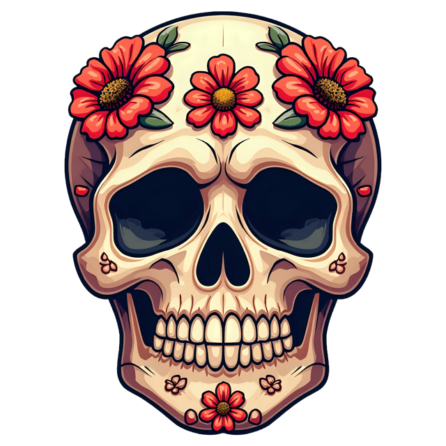 Free transparent PNG: Floral Skull PNG with Transparent Background for Art and Craft Projects