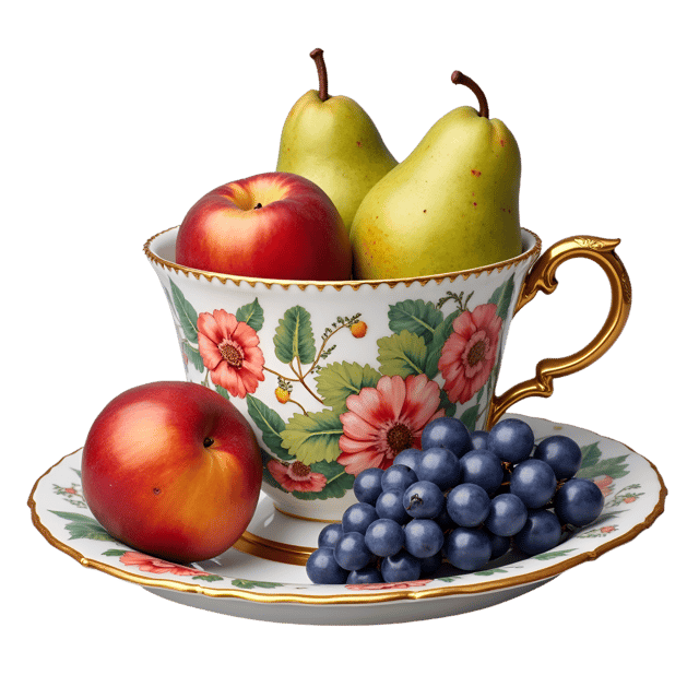 Free transparent PNG: Fruit Harvest Tea Cup  Cute Handpainted Clipart, Free Downloadable PNG