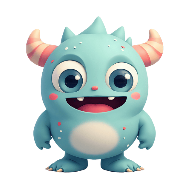 Free transparent PNG: Big-eyed Monster Doll PNG with Transparent Background in Pastel Colors