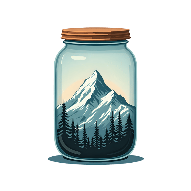 Free transparent PNG: Snow-Covered Mountain Range in Jar Transparent PNG for Nature and Travel Imagery