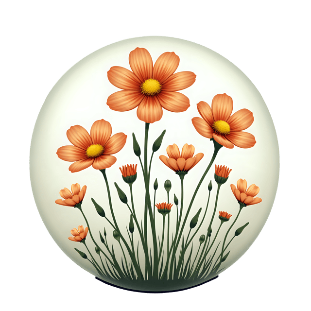 Free transparent PNG: Delicate Flowers in Bloom Within a Clear Orb PNG Design