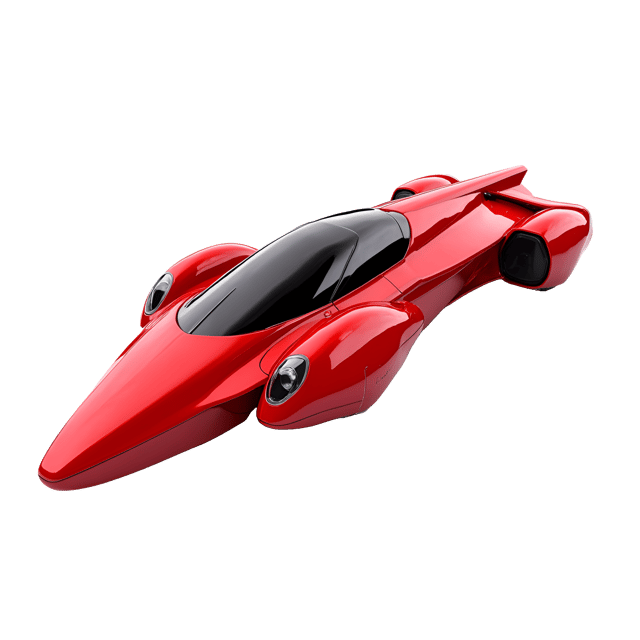Free transparent PNG: Stylish Red Spaceship with Chrome Accents - Realistic Illustration