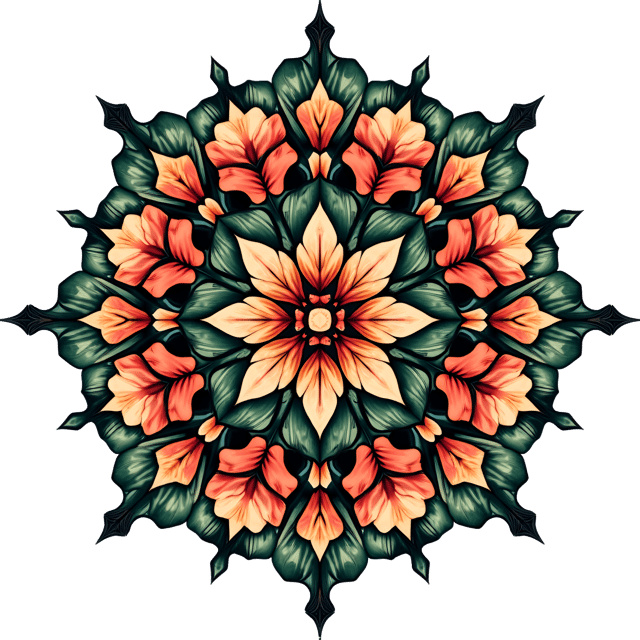 Free transparent PNG: Nature-Inspired Mandala Design with Realistic Illustration