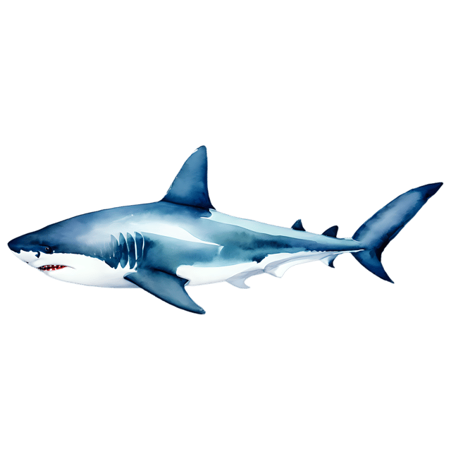 Free transparent PNG: Watercolor Shark PNG – Transparent Background Aquatic Illustration
