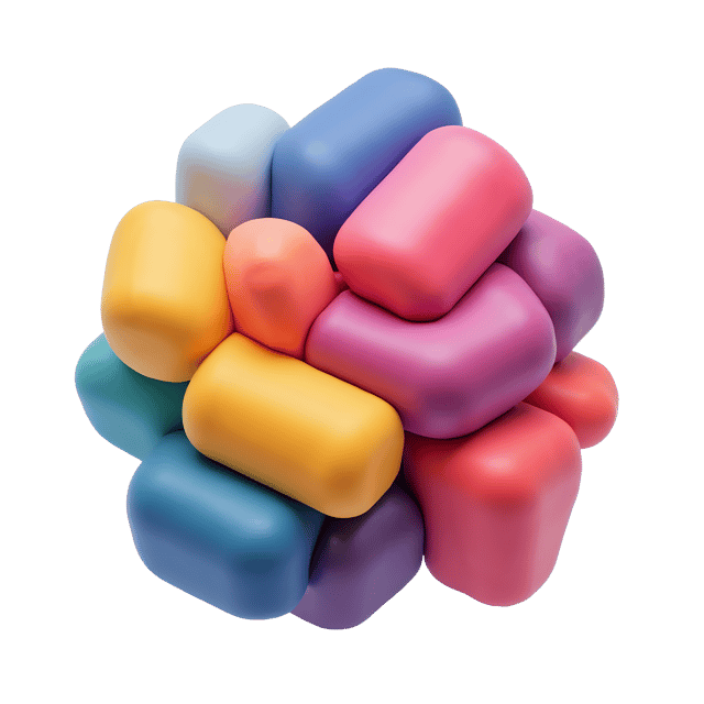 Free transparent PNG: Abstract 3D Geometric Shape with Vibrant Colors