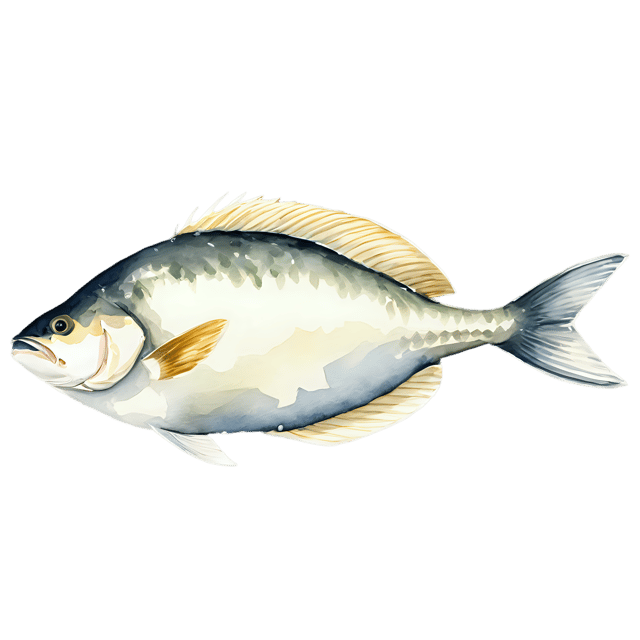 Free transparent PNG: Watercolor Halibut Fish Transparent PNG – Gentle Illustration for Designers & Creators