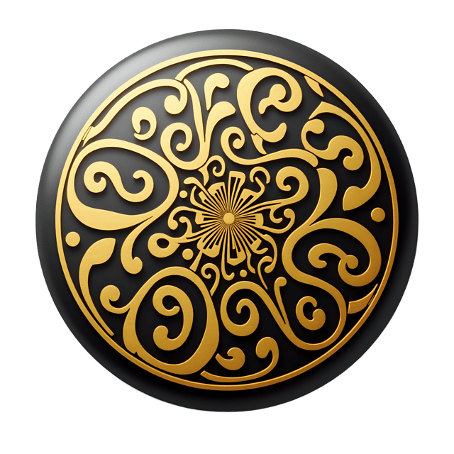 Free transparent PNG: Decorative Button with Gold Swirl Pattern  Free PNG Download