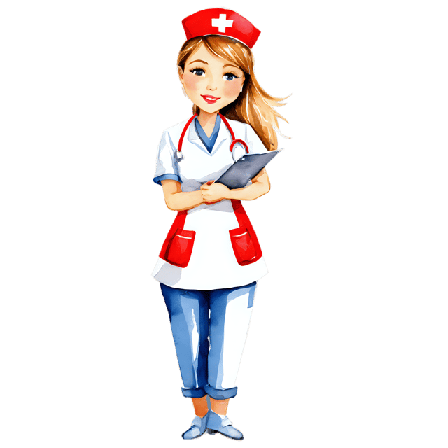 Free transparent PNG: Watercolor Nurse Illustration Transparent PNG – Gentle Clipart for Designers & Creators