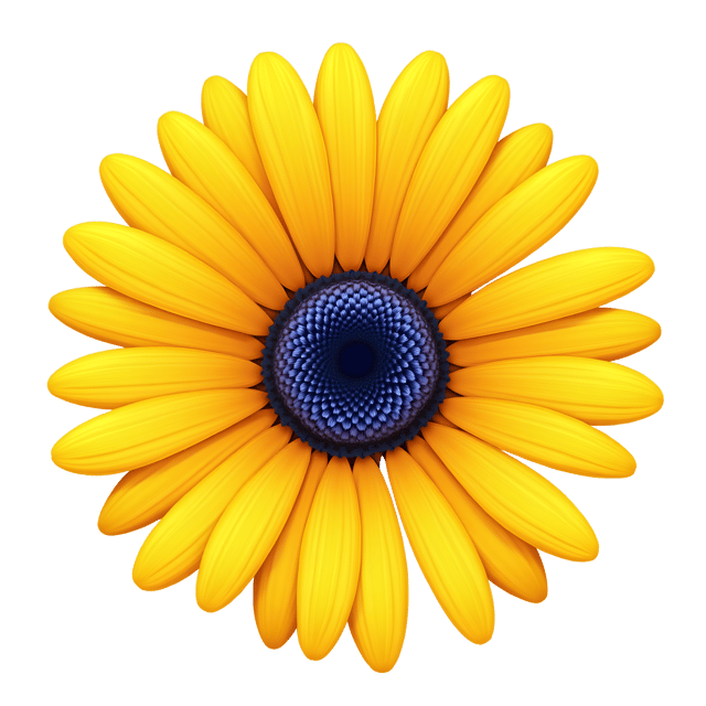 Free transparent PNG: Bright Yellow Daisy with Royal Blue Center - Beautiful Clipart Illustration