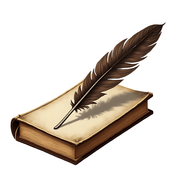 Free transparent PNG: Vintage Writing Feather on Textured Journal  Free Downloadable PNG Clipart