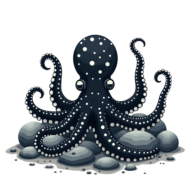 Free transparent PNG: Exquisite Black-and-White Polka-Dot Octopus PNG with Transparent Background