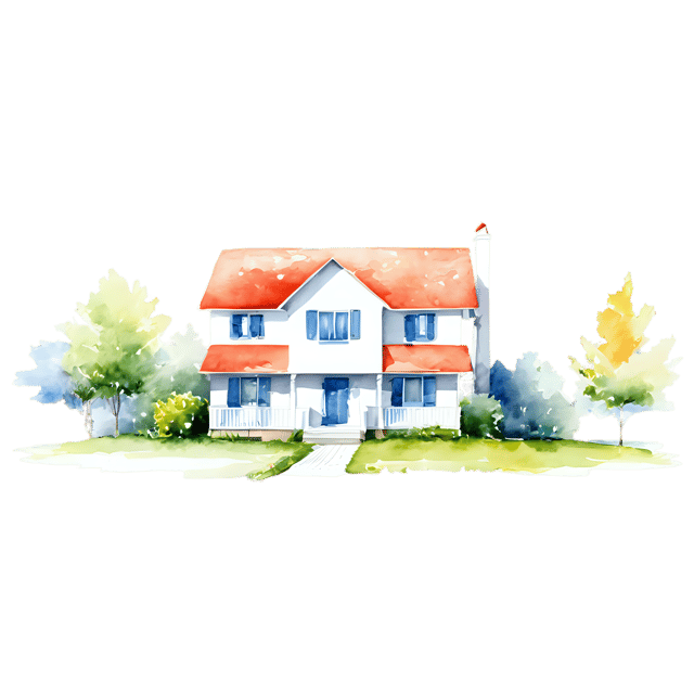 Free transparent PNG: Duplex House Watercolor Illustration Transparent PNG – Charming Home Clipart