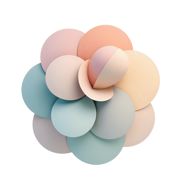 Free transparent PNG: Dynamic 3D Overlapping Circles Sculpture with Soft Pastel Gradients