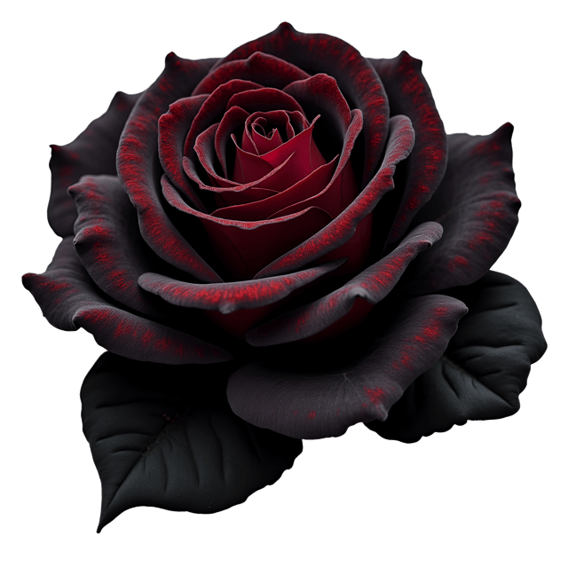 Free transparent PNG: Velvet Black Rose with Crimson Streaks - Elegant Dark Illustration