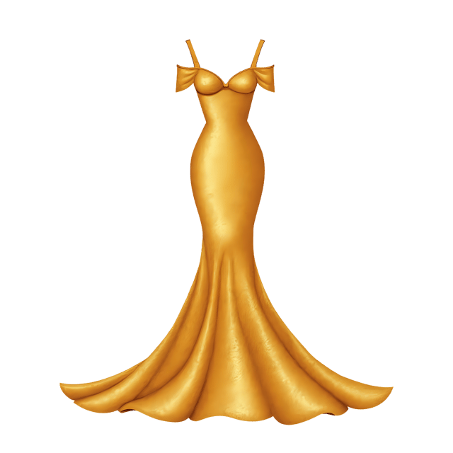 Free transparent PNG: Elegant Gold Sequin Dress with Long Train and Off-Shoulder neckline PNG