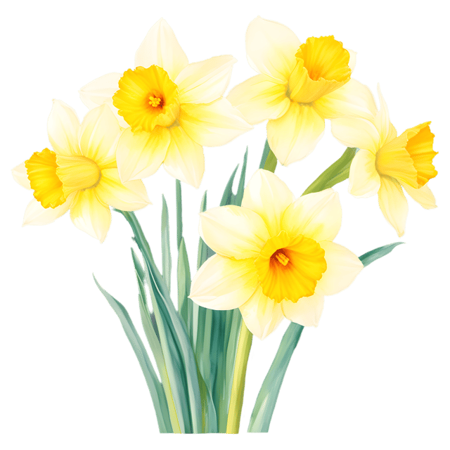 Free transparent PNG: Glowing Daffodils PNG with Transparent Background for Floral Art and Design
