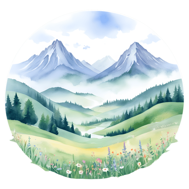 Free transparent PNG: Meadows and Misty Mountains Transparent PNG Background for Nature Scenes