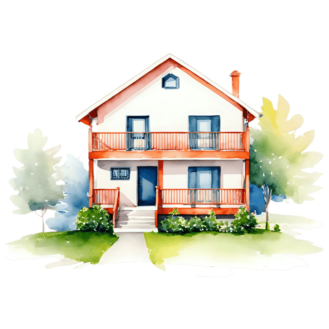 Free transparent PNG: Duplex House Watercolor Illustration – Transparent PNG