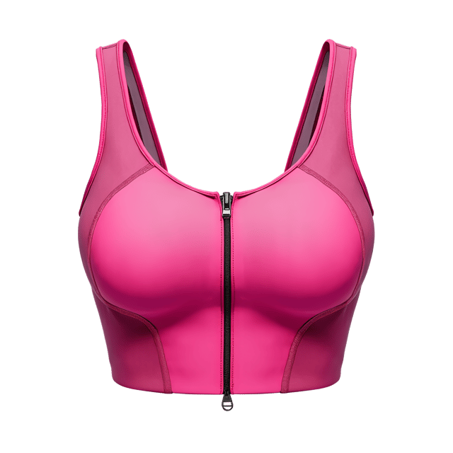 Free transparent PNG: Hot Pink Crop Top with Mesh Panels and Zipper Closure - Realistic Illustration on White Background