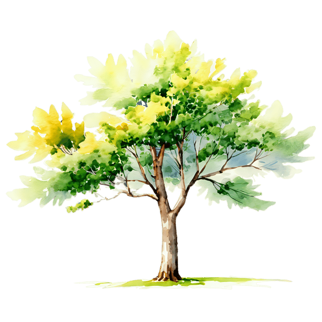 Free transparent PNG: Transparent Watercolor Beech Tree Illustration – PNG for Nature-Inspired Designs