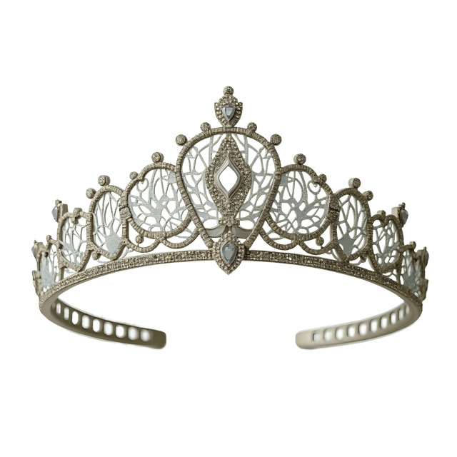 Free transparent PNG: Exquisite Platinum Tiara with Delicate Lace Patterns and Diamonds
