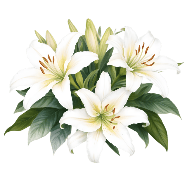 Free transparent PNG: Lilies and Greenery Centerpiece PNG with Transparent Background for Floral Design