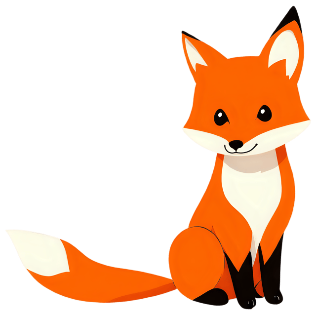Free transparent PNG: Cute Cartoon Fox Illustration with Transparent Background
