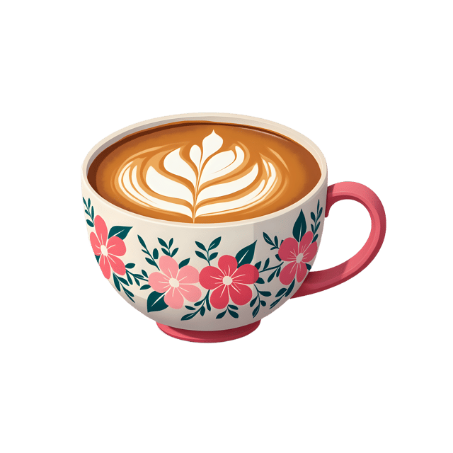 Free transparent PNG: Coffee Cup with Floral Latte Pattern  Beverage Clipart, free png download