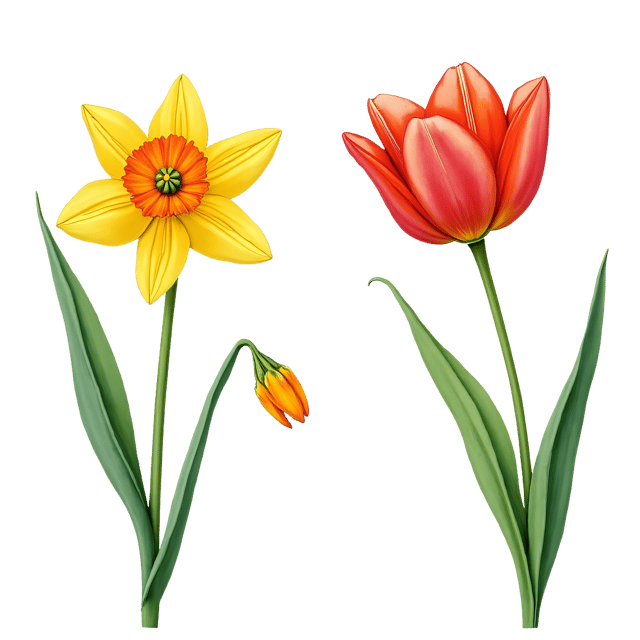 Free transparent PNG: Daffodil and Tulip Flowers PNG Clipart  Perfect for Spring Themes, Crafts  Decor