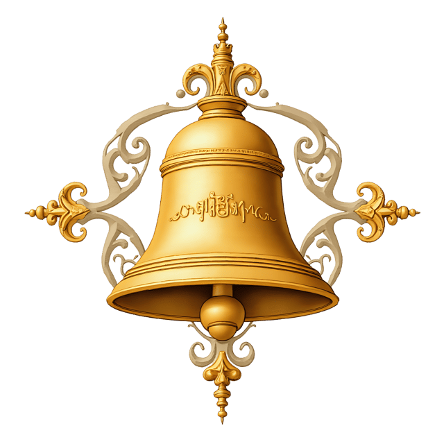 Free transparent PNG: Gold and Platinum Symmetrical Bell Decoration PNG with Transparent Background
