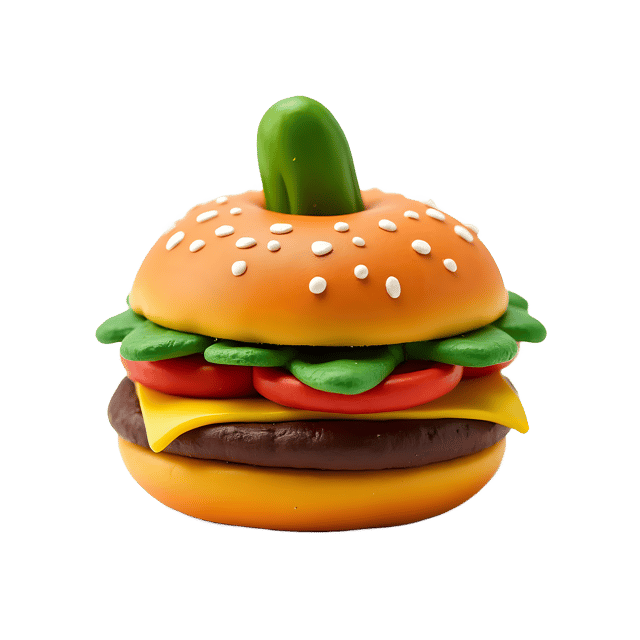 Free transparent PNG: Tiny Clay Burger with Colorful Pickle Transparent PNG Image for Creative Use