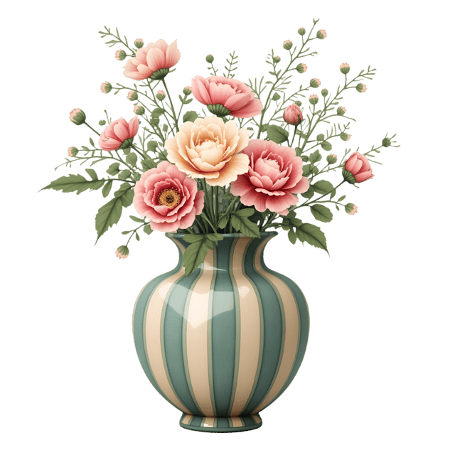 Free transparent PNG: Regency Stripe Vase  Elegant Floral Design Clipart, free transparent png download