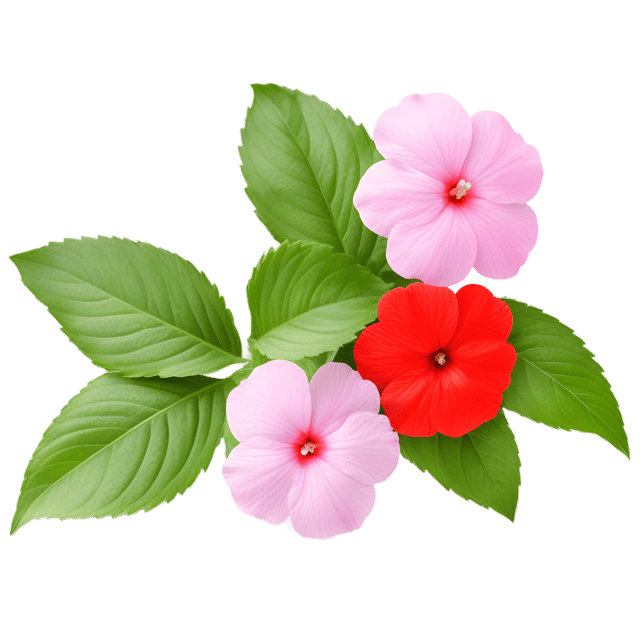 Free transparent PNG: Impatiens Flower Transparent PNG for Botanical Art and Design