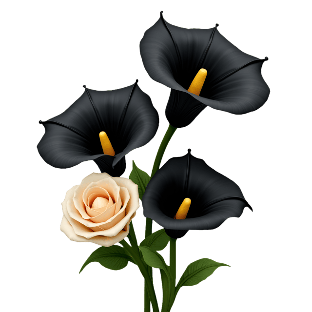 Free transparent PNG: Black Calla Lilies with Pale Cream Roses  Floral Clipart, free png download