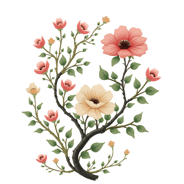 Free transparent PNG: Chinoiserie Vine Floral PNG Clipart  Elegant Design Element for Decor  Crafts