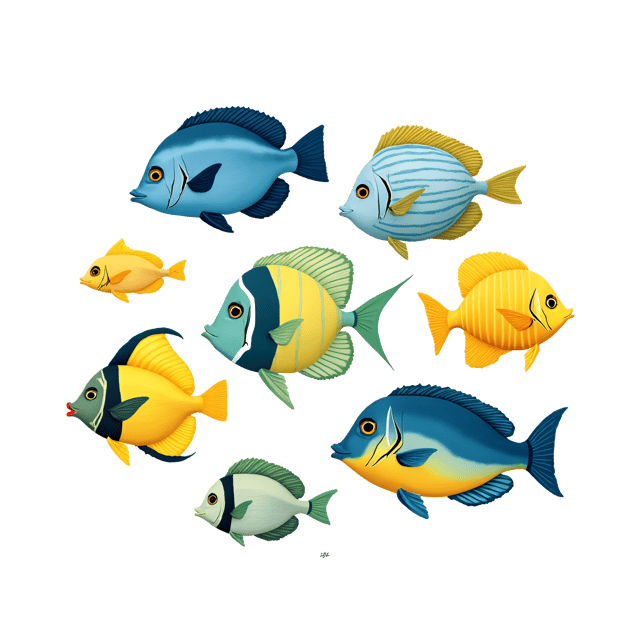 Free transparent PNG: Colorful Tropical Fish PNG Illustration with Blue, Yellow, and Green Shades