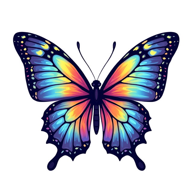 Free transparent PNG: Iridescent Butterfly PNG Illustration with Rainbow Wing Borders for Decorative and Artistic Use
