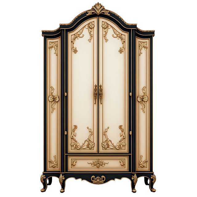 Free transparent PNG: Art Deco-Inspired Wardrobe Design with Gold Leaf Trim and Ornate Patterns