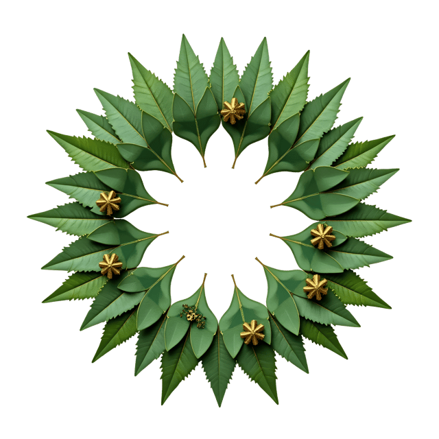 Free transparent PNG: Green and Gold Symmetrical Leaf Decoration PNG for Festive Themes