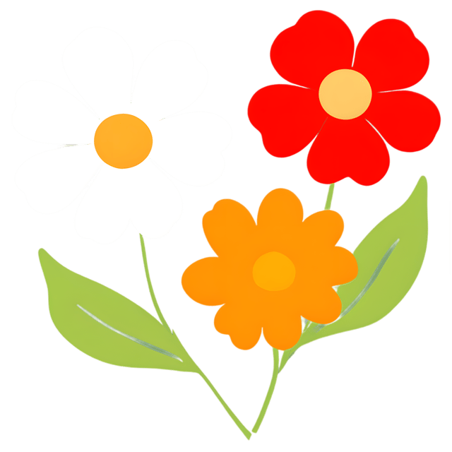Free transparent PNG: Whimsical Hand-Drawn Flower Blooms PNG with Transparent Background