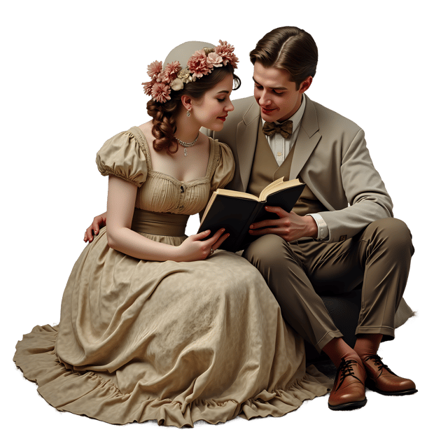 Free transparent PNG: Couple Reading Together PNG Clipart  Ideal for Relationship and Love Themes