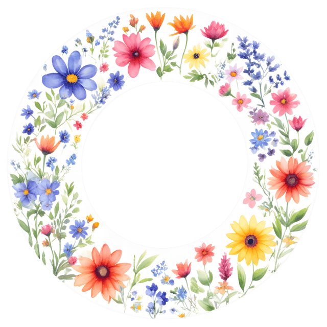Free transparent PNG: Vibrant Wildflowers Circle PNG with Transparent Background for Nature and Decorative Use