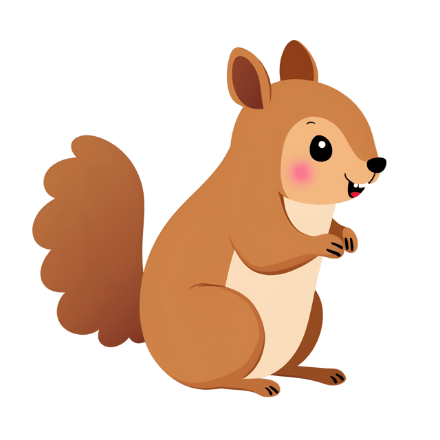Free transparent PNG: Soft Brown Squirrel Clipart with Bushy Tail and Tiny Black Nose