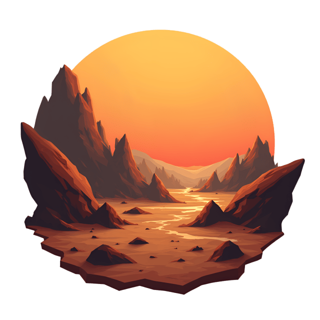 Free transparent PNG: Barren Rocky Planet with Orange Atmosphere - Clipart Illustration